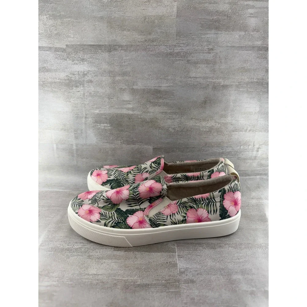 Skechers Women 155218 Tropical Hibiscus Floral Slip On Sneakers Pink White Sz 8
